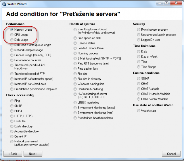 Pridanie memory usage