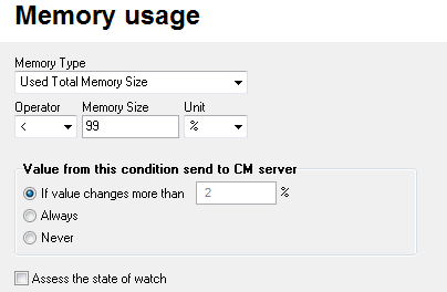 Parametre pre Memory usage