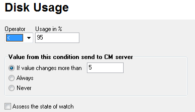 Parametre pre Disk usage