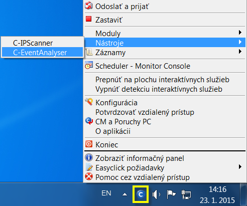 Znázornenie ikonky C-Monitora pre otvorenie EventAnalyseru. Znázornenie ikonky C-Monitora pre otvorenie EventAnalyseru.