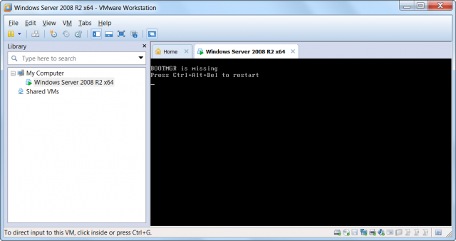 Prvé nabootovanie VM vo WMware Workstation