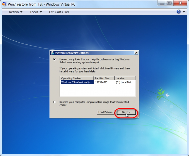 Opätovná oprava bootovania systému z nabootovaného média Windows 7 x32