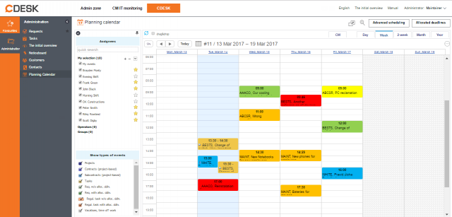 Plánovací kalendár v CDESK