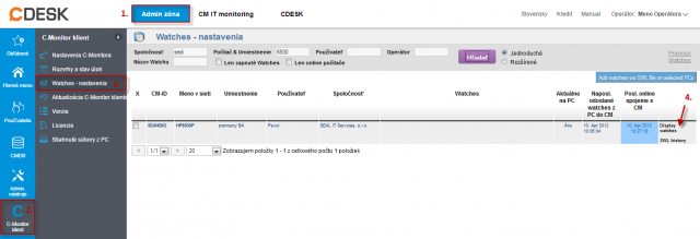 Pridanie watchu cez CM portál Pridanie watchu cez CM portál