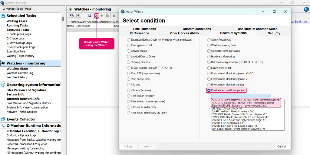 Obrázok: Vytvorenie nového Watchu